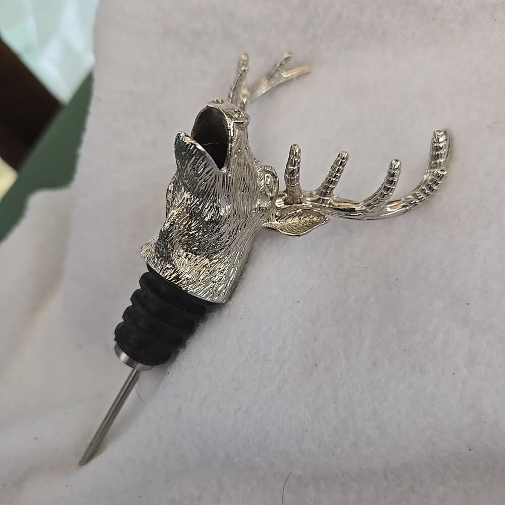Vintage Jagermeister Genuine Silver Tone Stag Deer Wine Bottle Topper - Used